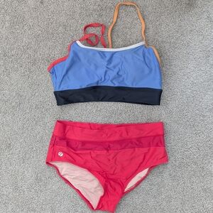 Women's Blue and Red Swim Set